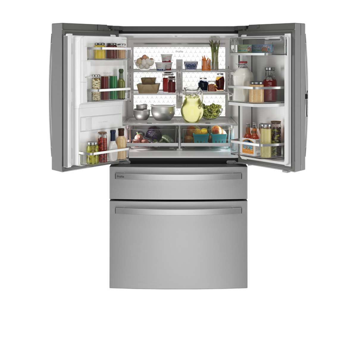GE 27.9 Cu. Ft. Smart Fingerprint Resistant 4-Door French-Door Refrigerator with Door In Door